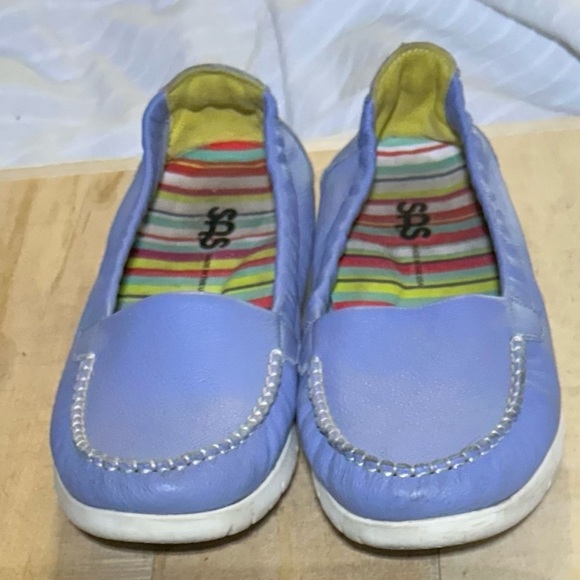 SAS Sunny Slip on Loafer Blue Leather Comfort Shoe Womens Flat Made in US Size 8 - Picture 1 of 8